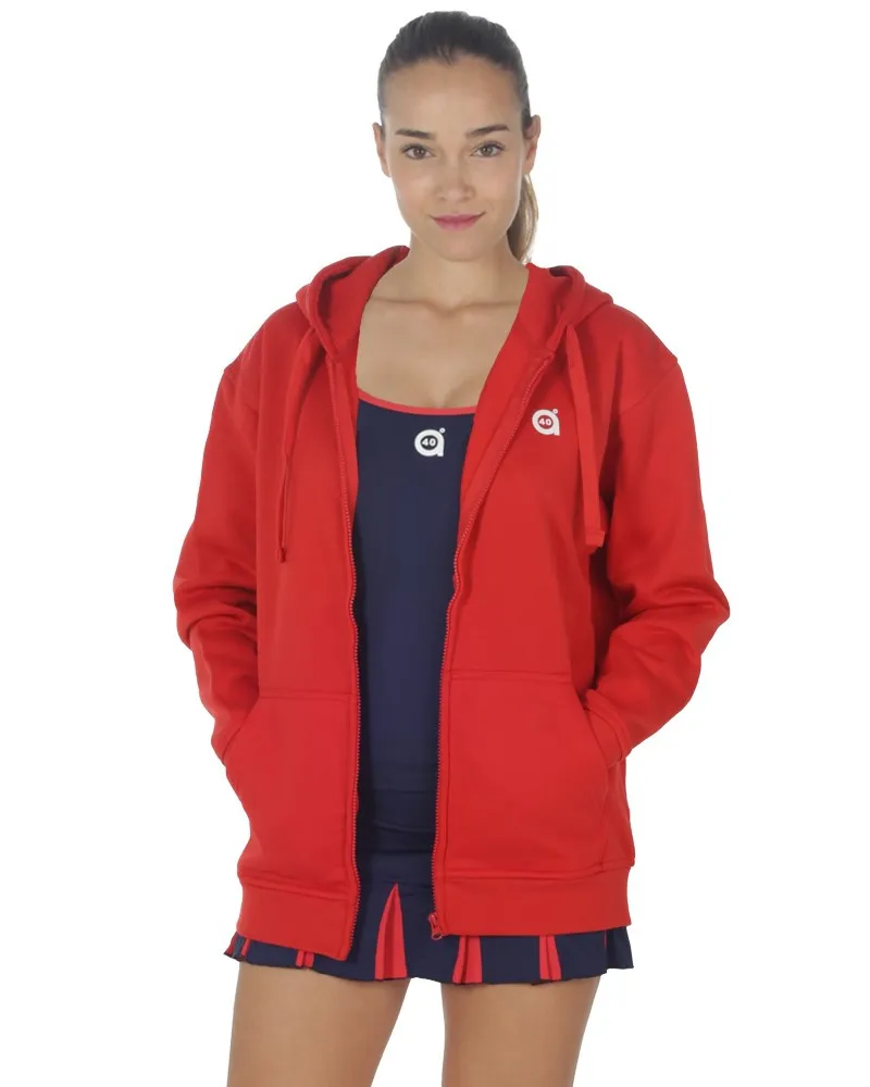 SUDADERA UNISEX CREMALLERA roja